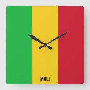 Reloj Cuadrado Bandera de Mali deslumbrando al patriótico