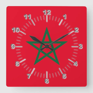 Reloj Cuadrado Bandera de Marruecos