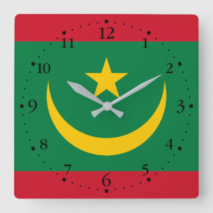 Reloj Cuadrado Bandera de Mauritania