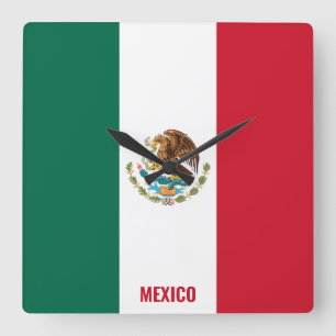 Reloj Cuadrado Bandera de México deslumbrando al patriótico