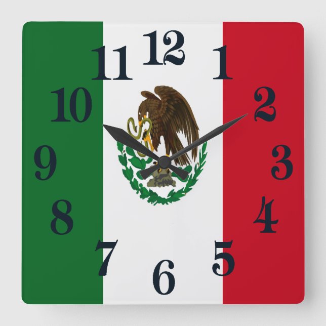 Reloj Cuadrado Bandera de México Patriótico (Anverso)