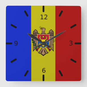 Reloj Cuadrado Bandera de Moldavia