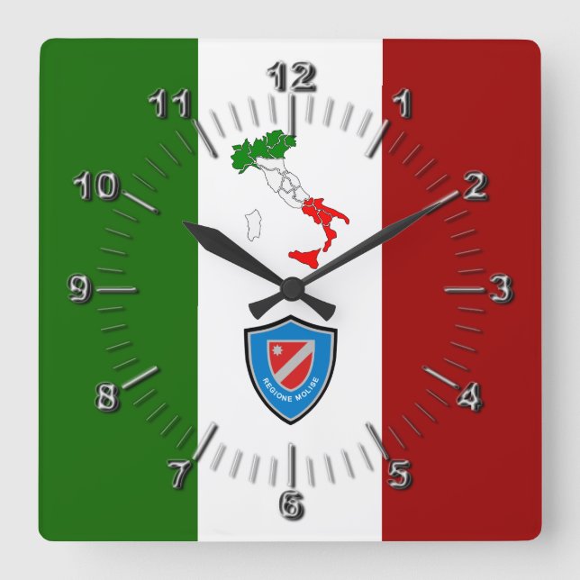 Reloj Cuadrado Bandera de Molise (Italia) (Anverso)