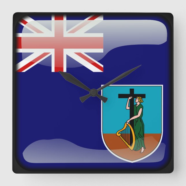 Reloj Cuadrado Bandera de Montserrat (Anverso)