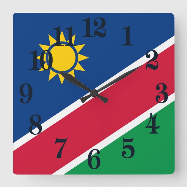 Reloj Cuadrado Bandera de Namibia (Anverso)