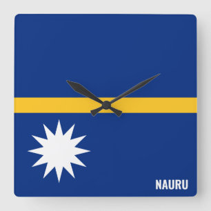 Reloj Cuadrado Bandera de Nauru deslumbrando al patriótico