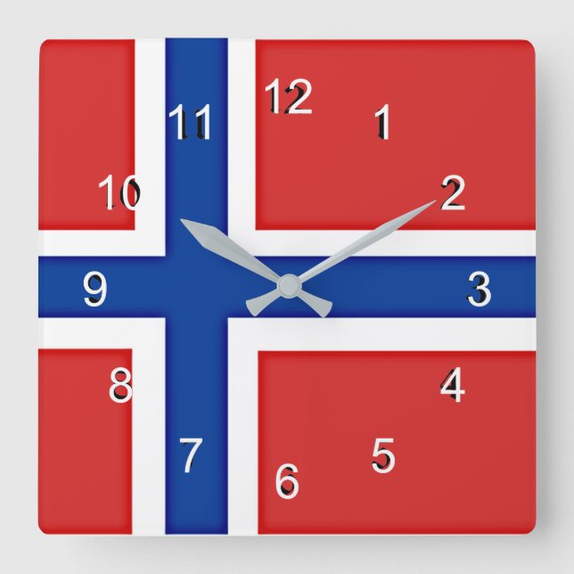 Reloj Cuadrado Bandera de Noruega (Anverso)
