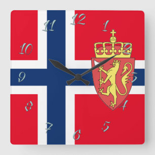 Reloj Cuadrado Bandera de Noruega