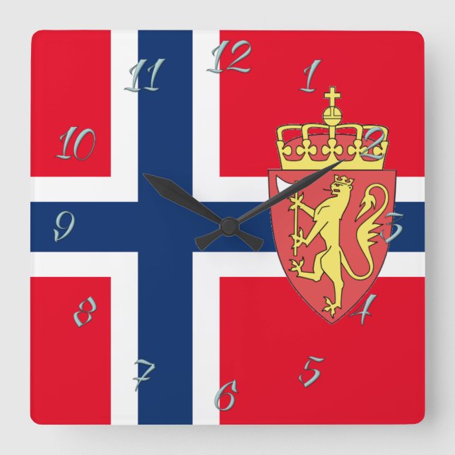 Reloj Cuadrado Bandera de Noruega (Anverso)