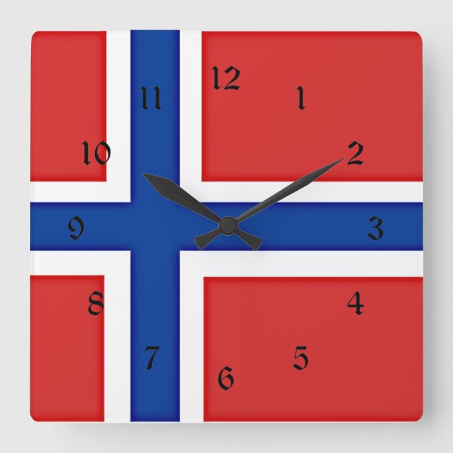 Reloj Cuadrado Bandera de Noruega (Anverso)