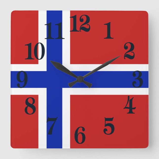 Reloj Cuadrado Bandera de Noruega Escandinavia (Anverso)