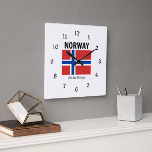 Reloj Cuadrado Bandera de Noruega y Motto