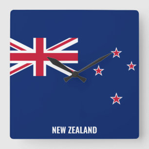 Reloj Cuadrado Bandera de Nueva Zelanda deslumbrando patriótico