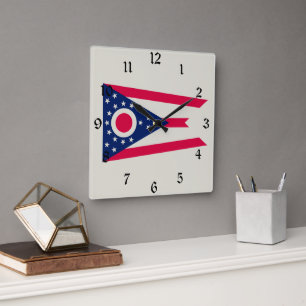 Reloj Cuadrado Bandera de Ohio: La bandera del Estado del Buckeye