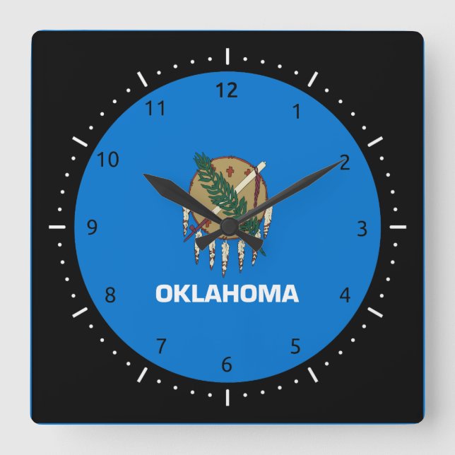 Reloj Cuadrado Bandera de Oklahoma, bandera de los Estados Unidos (Anverso)