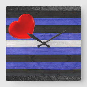 Reloj Cuadrado bandera de orgullo de cuero SlipperyJoe's negra az