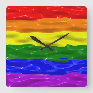 Reloj Cuadrado Bandera de orgullo de SlipperyJoe's brillo líquido