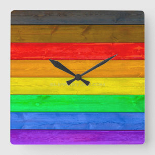 Reloj Cuadrado Bandera de orgullo gay inclusiva de SlipperyJoe's 