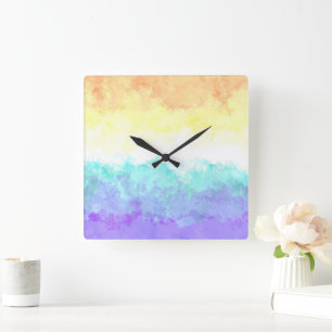 Reloj Cuadrado Bandera de Orgullo Genderfaun Abstracta Bohemia co