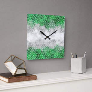 Reloj Cuadrado Bandera de orgullo grisromántico abstracto ondulad