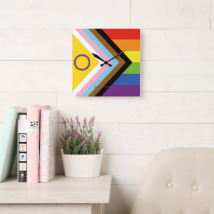 Reloj Cuadrado Bandera de orgullo intersexual de SlipperyJoe's fo