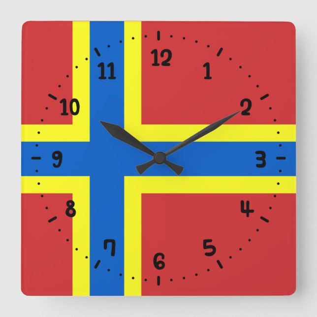 Reloj Cuadrado Bandera de Orkney (Anverso)