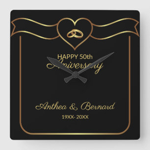 Reloj Cuadrado Bandera de oro