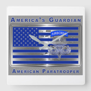 Reloj Cuadrado Bandera de paracaidistas aerotransportados guardia
