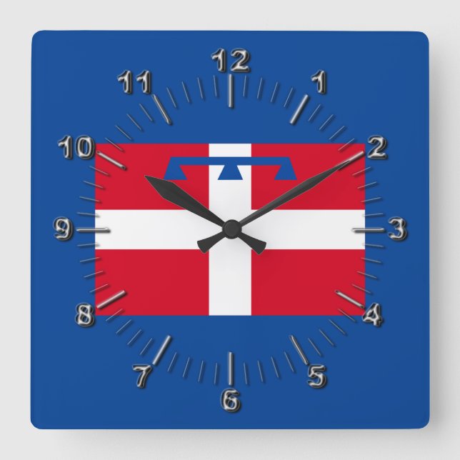 Reloj Cuadrado Bandera de Piemonte (Italia) (Anverso)