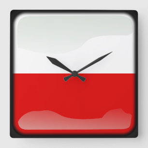 Reloj Cuadrado Bandera de Polonia