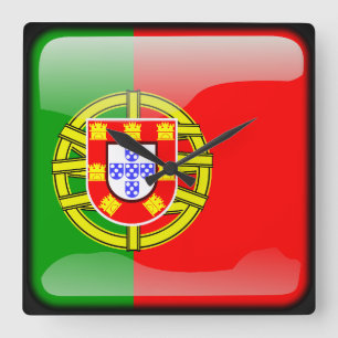 Reloj Cuadrado bandera de portugal
