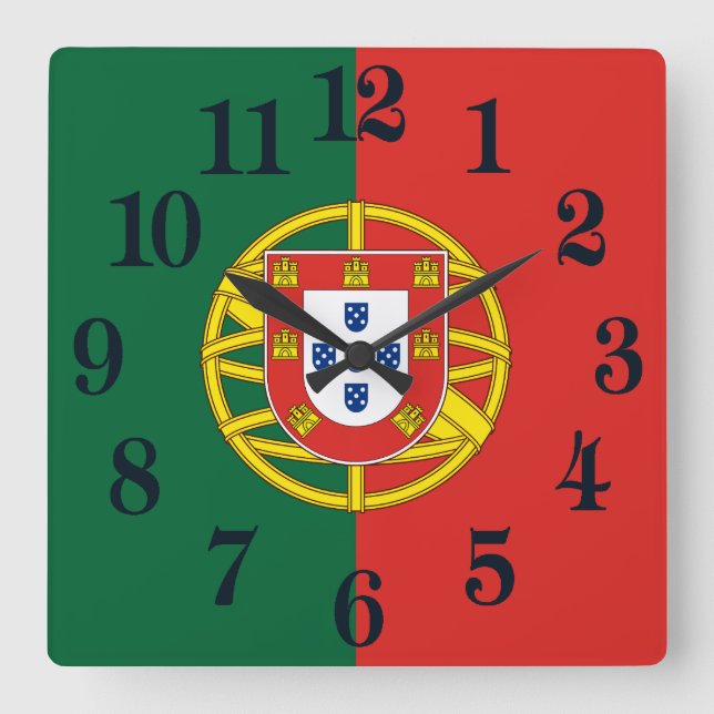Reloj Cuadrado Bandera de Portugal Bandeira De Portugal (Anverso)