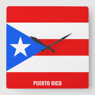 Reloj Cuadrado Bandera de Puerto Rico deslumbrante patriótico