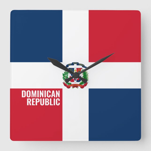 Reloj Cuadrado Bandera de República Dominicana deslumbrando a pat (Anverso)