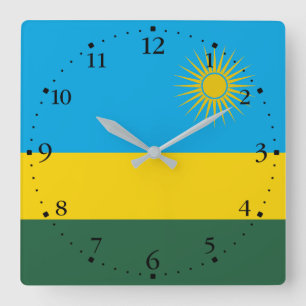 Reloj Cuadrado Bandera de Ruanda