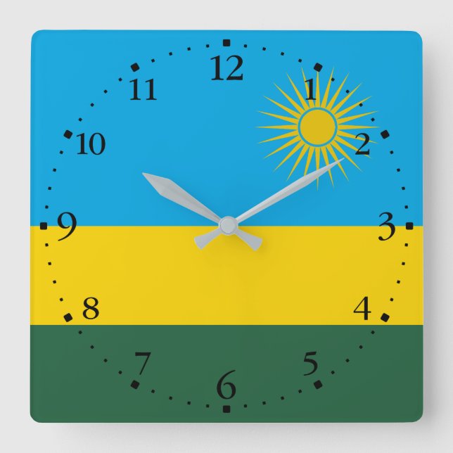 Reloj Cuadrado Bandera de Ruanda (Anverso)