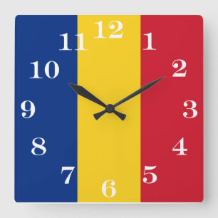 Reloj Cuadrado Bandera de Rumania