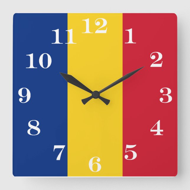 Reloj Cuadrado Bandera de Rumania patriótica rumana (Anverso)