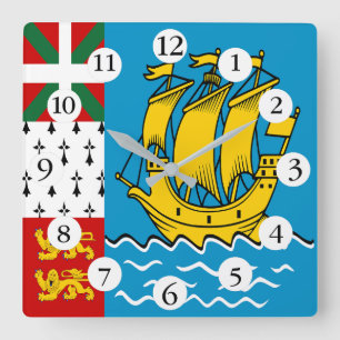 Reloj Cuadrado Bandera de Saint Pierre y Miquelon