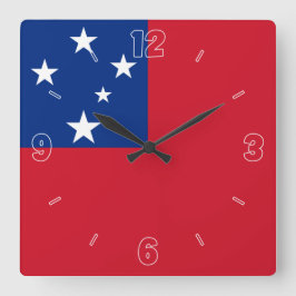 Reloj Cuadrado Bandera de Samoa Rojo Azul blanco números patrióti
