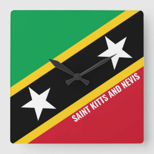 Reloj Cuadrado Bandera de San Cristóbal y Nieves deslumbrante pat