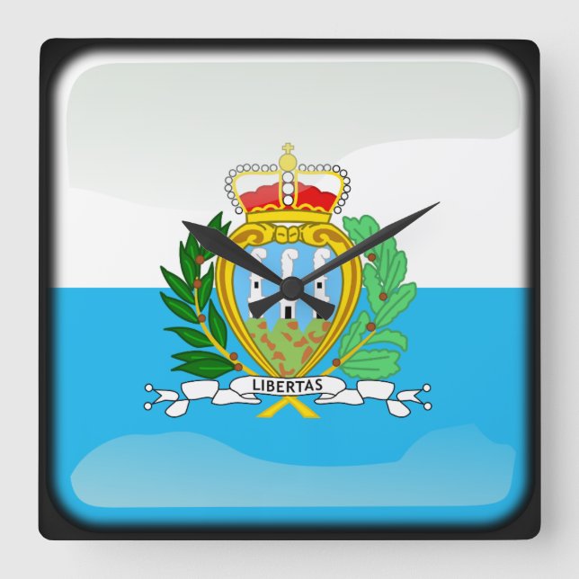 Reloj Cuadrado Bandera de San Marino (Anverso)