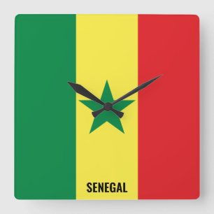 Reloj Cuadrado Bandera de Senegal deslumbrando patriótico
