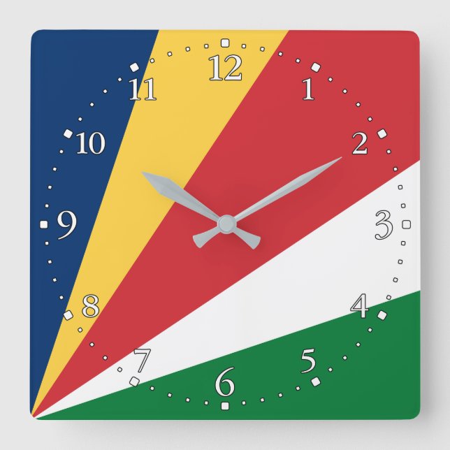 Reloj Cuadrado Bandera de Seychelles (Anverso)
