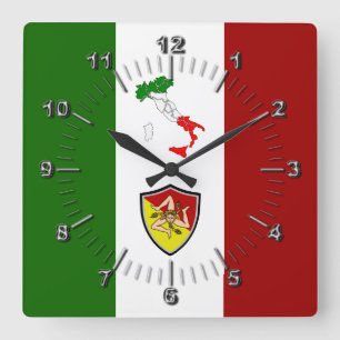 Reloj Cuadrado Bandera de Sicilia (Italia)