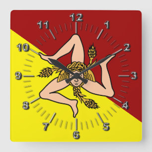 Reloj Cuadrado Bandera de Sicilia (Italia)