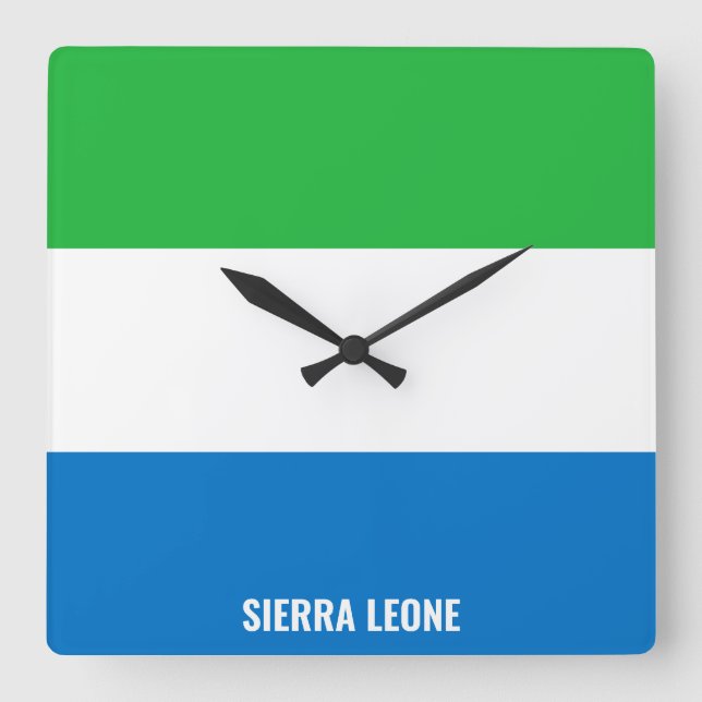 Reloj Cuadrado Bandera de Sierra Leona deslumbrando al patriótico (Anverso)