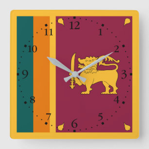 Reloj Cuadrado Bandera de Sri Lanka