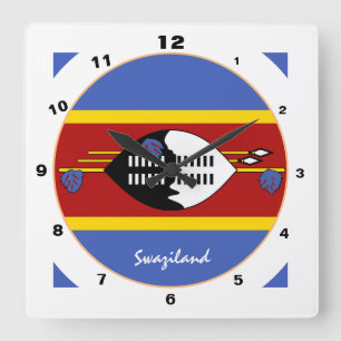 Reloj Cuadrado Bandera de Suazilandia moderna, hogar de Suaziland