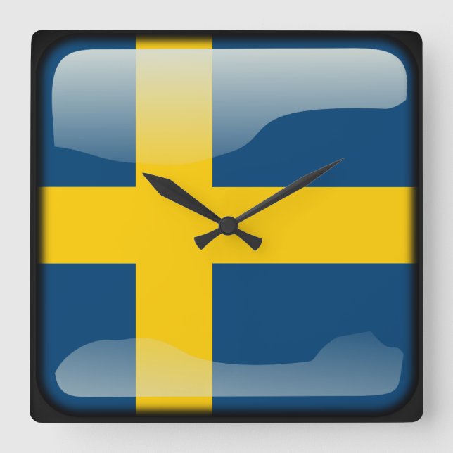 Reloj Cuadrado Bandera de Suecia (Anverso)